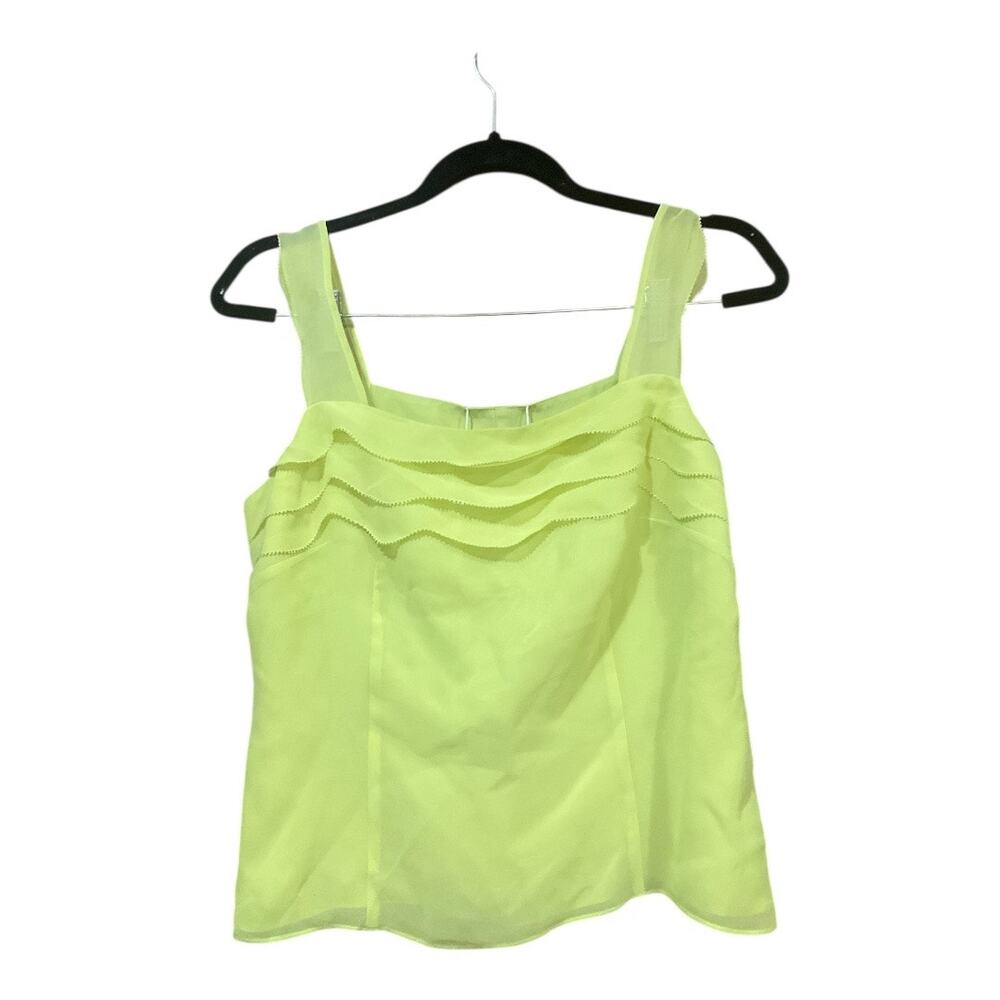 Talbots Silk Top Women Green 12 Petite Y2K NWT
